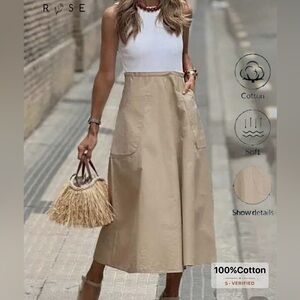 Emérito Rose Elegant Tan Cotton Dress Sz 8